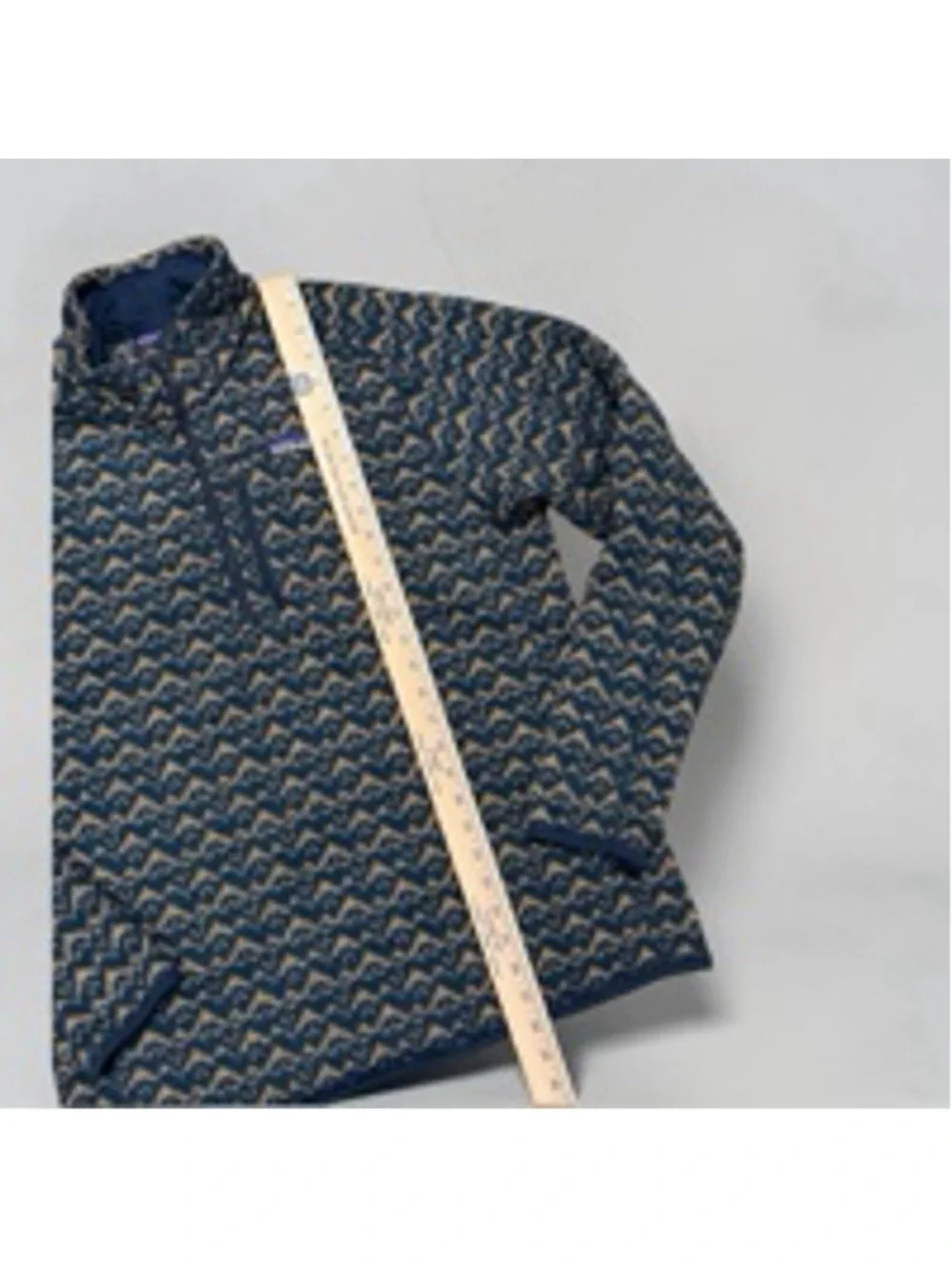 Patagonia Men's Fleece Quarter Zip Sweater XL Blue Beige Pattern